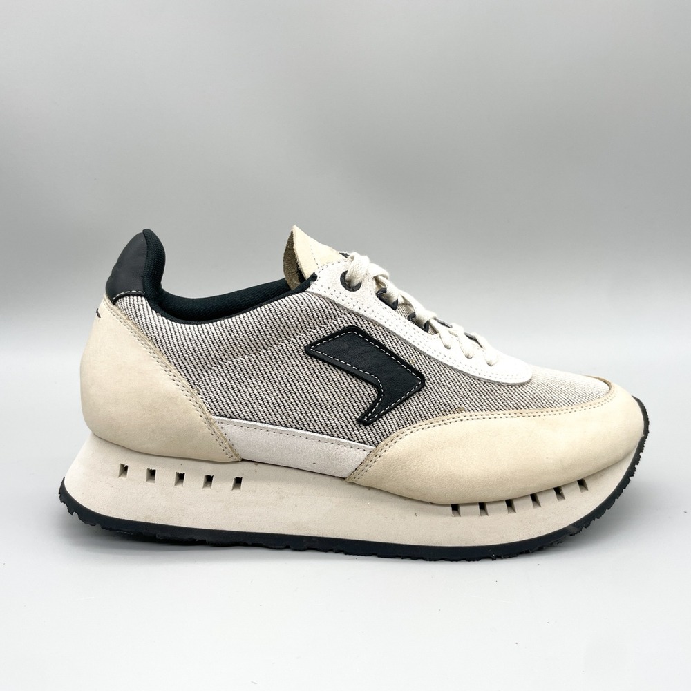 SAS Shoes Womens 9W Wide 7sventy6ix Sneakers Cream Black Suede Mesh Comfort Walk